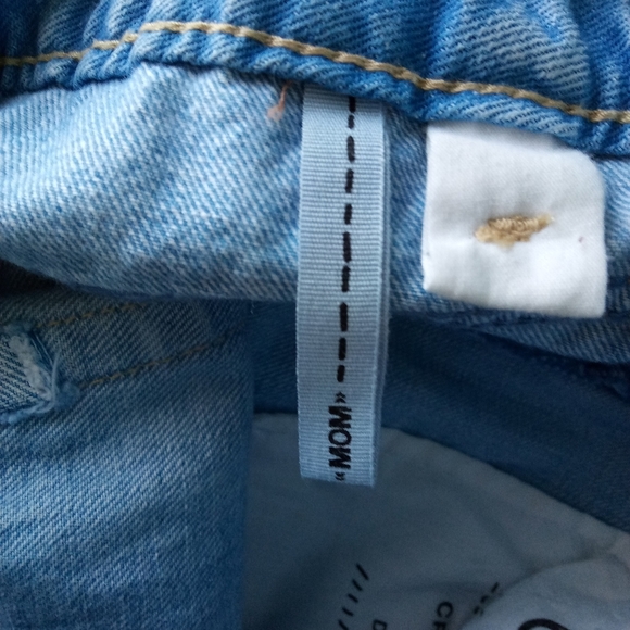 Garage Mom Jeans High Waist Straight Raw Hem Blue Two Tone Denim Sz 1 - Picture 5 of 7